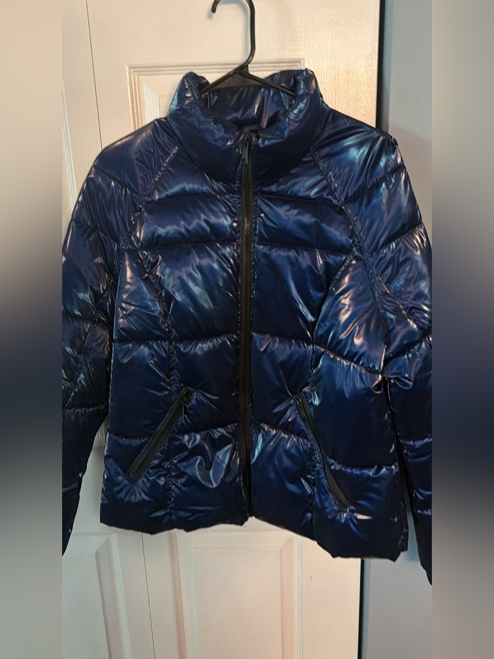 Baccini Glossy Navy Puffer Jacket - Picture 2 of 4